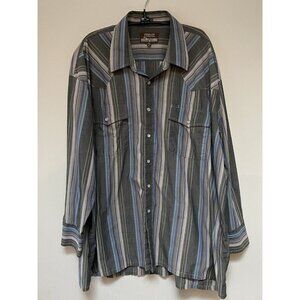 Outlaw Westernwear Mens Shirt Stripe Pearl Snap Gray Long Sleeve Pockets 2X